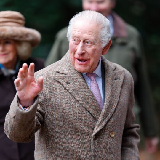 King Charles III waving on Sandringham Estate