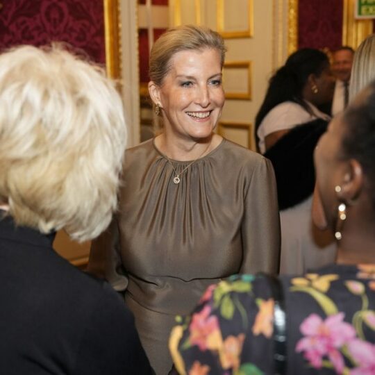 The Duchess of Edinburgh speaks to guests during a reception at St James's Palace on February 3, 2026
